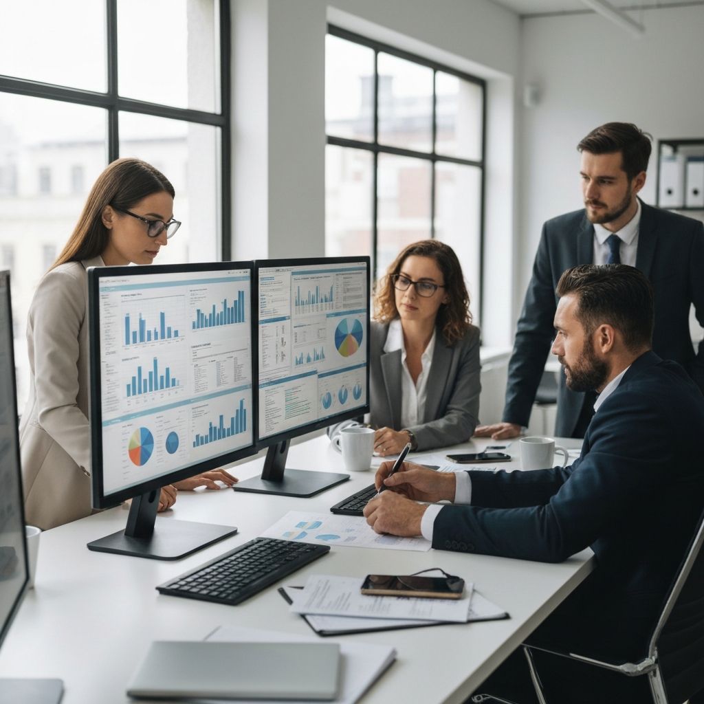 Equipo de consultores financieros trabajando en estrategia de optimización de deuda